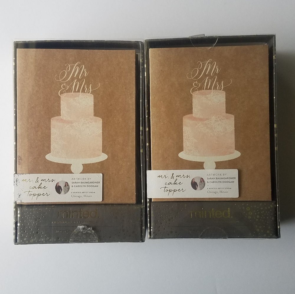 Mr & Mrs Cake Topper 20ct Notecards &Envelopes